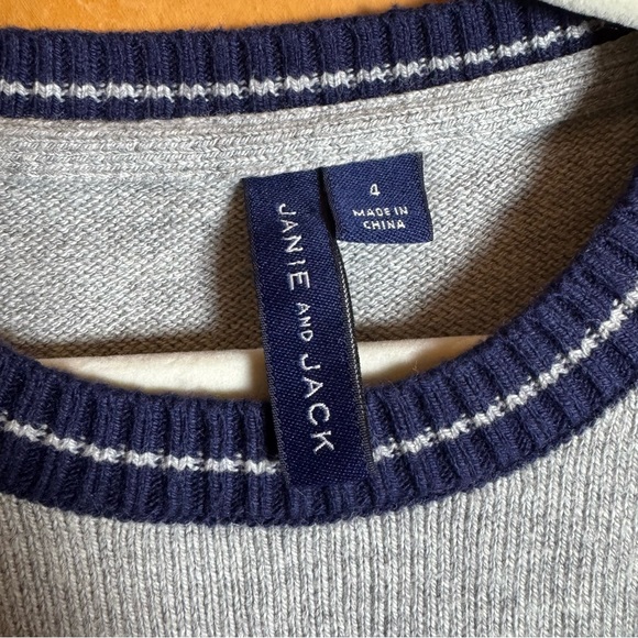 Janie & Jack Dog Graphic Sweater Size 4 Preppy Knit Pullover - Picture 4 of 5